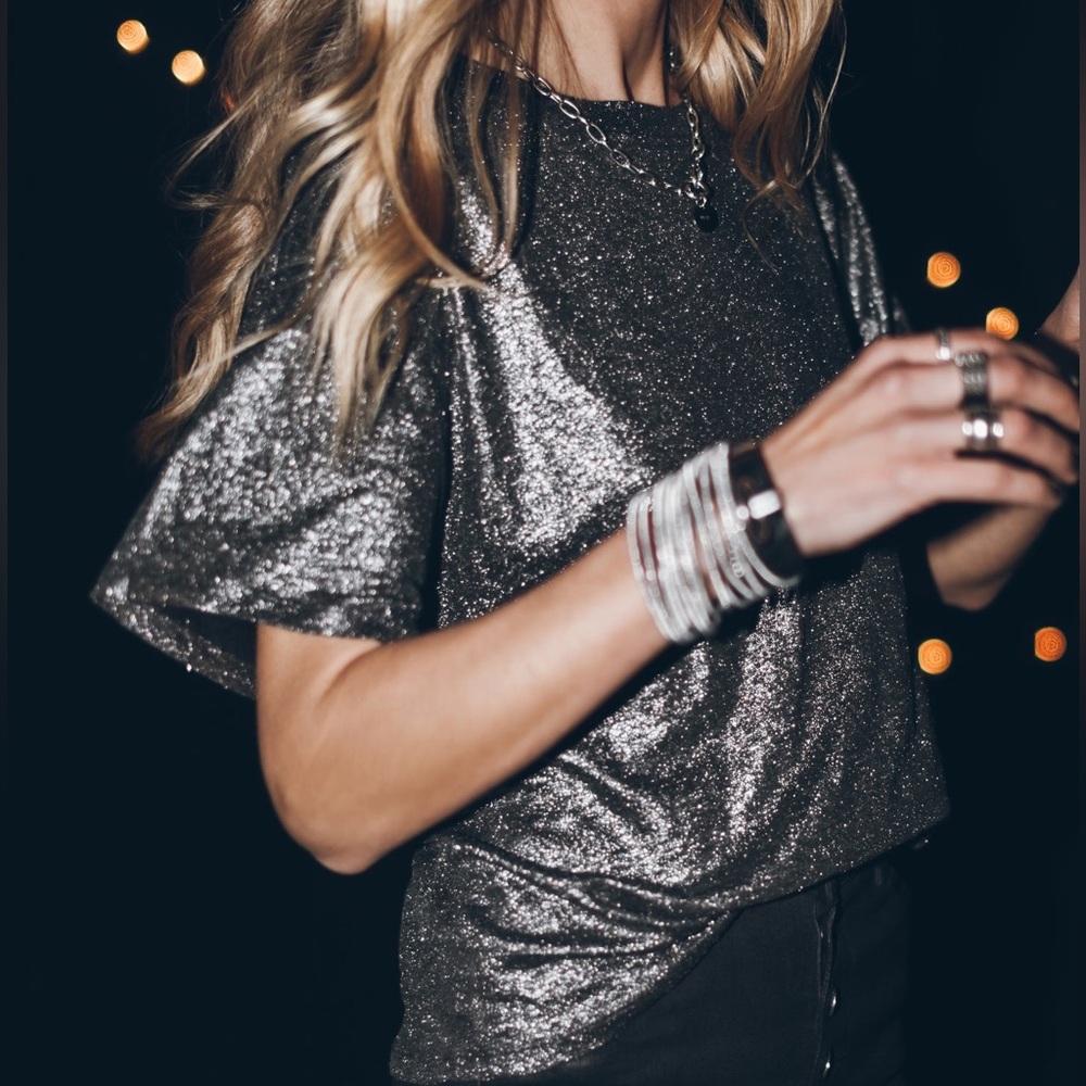 MIKUTA glitter linen base t-shirt